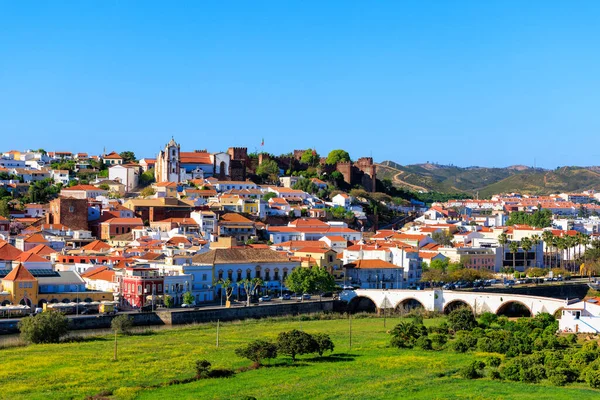 Silves Vista Cidade Com Famoso Castelo Catedral Região Algarvia Portugal — Fotografia de Stock