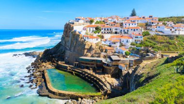 Azenhas 'ın Panoramik' i Mar, Sintra, Portekiz
