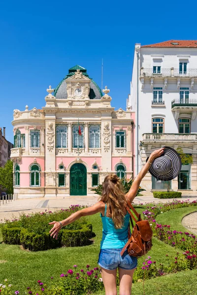Traveler Woman Visiting Coimbra City Portugal — Stock Photo, Image