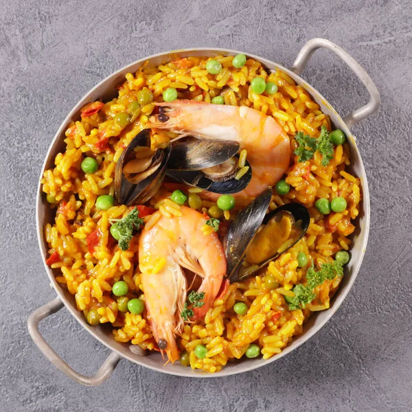 Spanish Foods Paella Seafood Platter — стокове фото