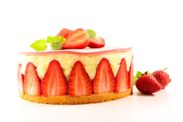 French Strawberry Cake Fraisier Isolated White Background — Stock Photo, Image