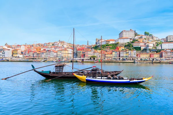 Barca Tradizionale Sul Fiume Douro Porto Città Portogallo — Foto Stock