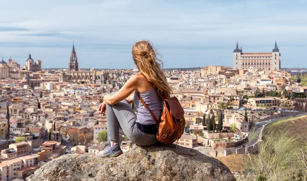 Turystyka Turystyczna Toledo Panoramiczny Widok Miasto Hiszpania — Zdjęcie stockowe