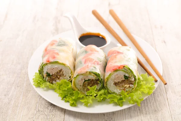 Fresh Spring Roll Soy Sauce — Stock Photo, Image