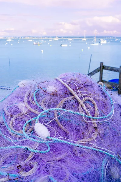 fishing net and atlantic ocean in France- Arachon basin,  nouvelle aquitaine