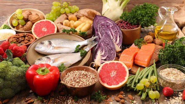 Egészséges Ételek Kiválasztása Közelkép — Stock Fotó