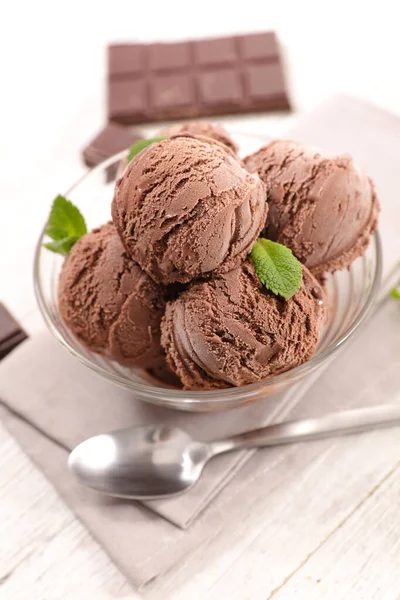 Cuillère Crème Glacée Chocolat — Photo