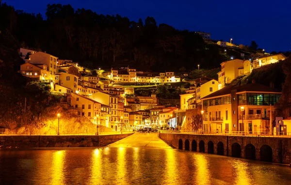 Cudillero Wioska Rybacka Asturii Nocą Hiszpania — Zdjęcie stockowe