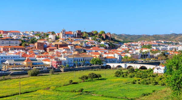Panoramisch Uitzicht Silves Stad Kasteel Kathedraal Algarve Regio Portugal — Stockfoto