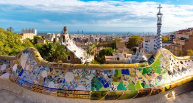 Panoramic view of Park Guell in Barcelona, Spain clipart
