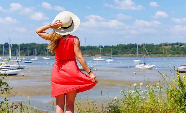 stock image Woman tourist in Brittany- France