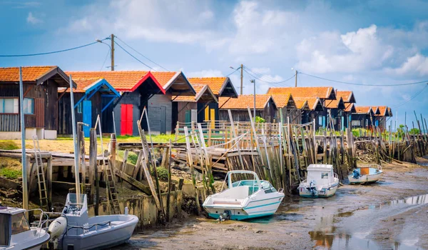 Stock image Oleron island in France,  fishing boat and hut at low tide