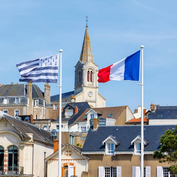 法国和布列塔尼地区的国旗 — 图库照片