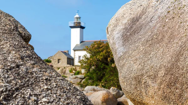 Pontusval Lighthouse Atlantic Ocean Coast Northern Brittany France — Stock Photo, Image