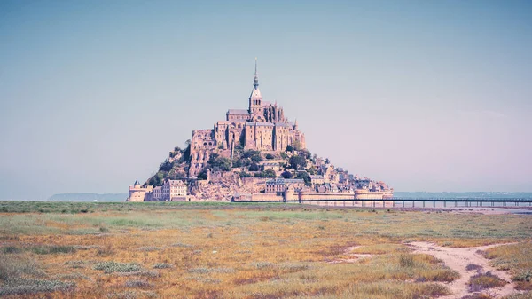Όμορφη Διάσημη Έδρα Του Mont Saint Michel Normandie Στη Γαλλία — Φωτογραφία Αρχείου