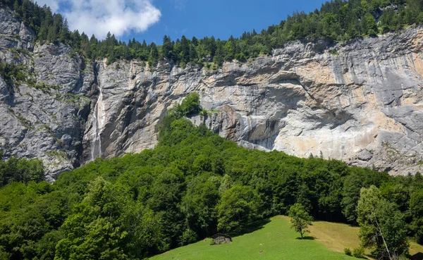 Switzerland Mountain Waterfall Lauterbrunnen — Stock Photo, Image