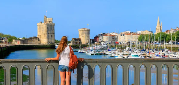 Mujer Turista Rochelle Turismo Turístico Francia Charente Maritime — Foto de Stock