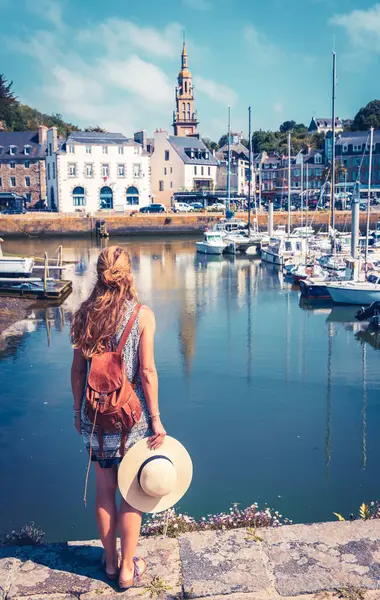 Woman Tourist Saint Brieuc Brittany France — Stock Photo, Image