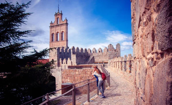 Woman Tourist Avila City Spain — Stock Photo, Image