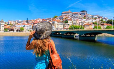 Tour tourism in Portugal, Coimbra city landscape- travel in Europa clipart