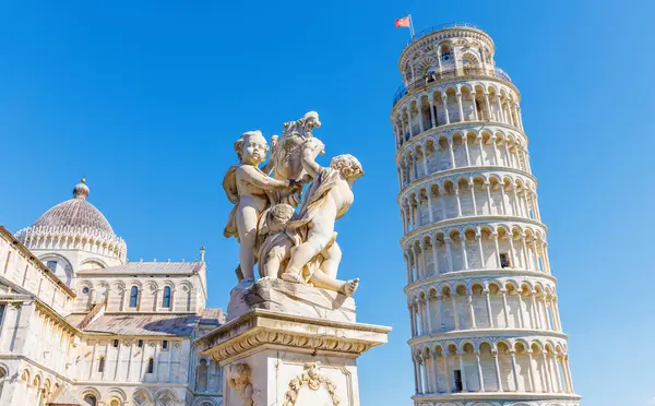 Torre Inclinada Estatua Catedral Duomo Pisa Toscana Italia — Foto de Stock