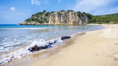 Yunanistan 'da Idyllic plajı - Voidokoilia Messinia, Mora