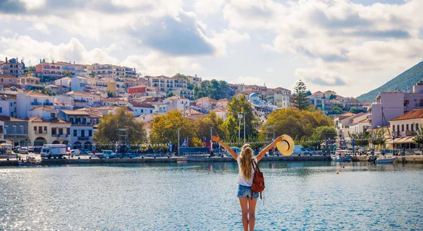 Traveler Woman Greece Peloponnese Messinia Travel Tour Tourism Vacation — Stock Photo, Image