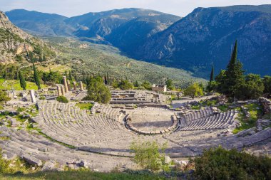 Yunanistan 'da Delphi. Eski Delphi Tiyatrosu