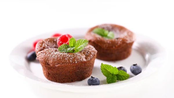Chocolate Cake Berries Fruits — Stock Photo, Image