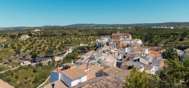 Panoramic view of Setenil de las Bodegas, white village in Spain clipart