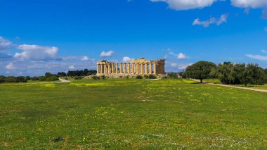 Selinunte 'deki tapınak kalıntıları, arkeolojik alan, Sicilya' daki antik Yunan kasabası.