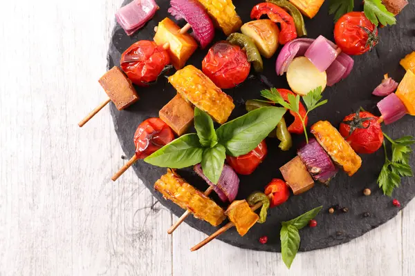 Grilled Vegetarian Skewer Barbecue Stock Picture