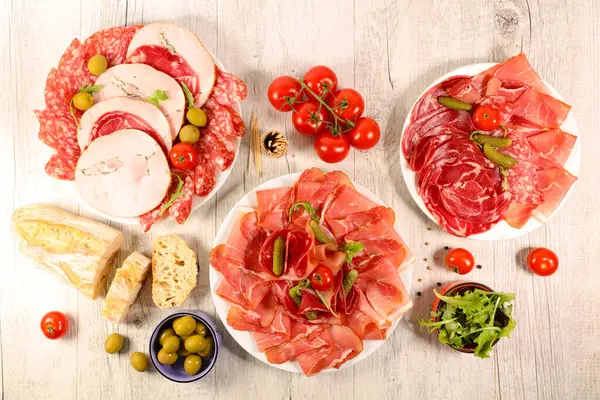 Charcuterie Assortment Top View Royalty Free Stock Images