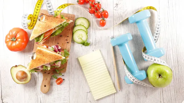 Dieetvoeding Concept Sandwich Met Noot Halter Stockfoto