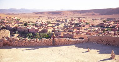 Ait Ben Haddou 'nun Fas' taki geleneksel panoramik manzarası