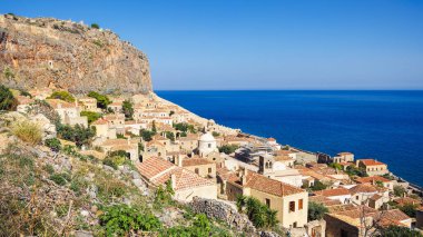 Monemvasia şehir manzarası, Yunanistan 'da Mora Dönemi