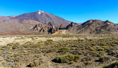 Panoramic view of Pico del Teide with lava flows