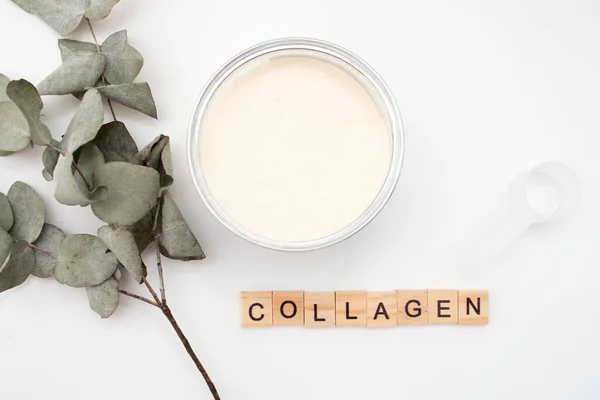 Collagen Powder Inscription Collagen Stock Photo