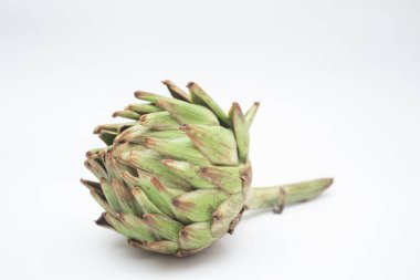 Beyaz arkaplanda taze yeşil enginarlar