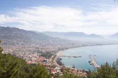 Alanya, Turkey. Beautiful panoramic top view of the city of Alanya coast