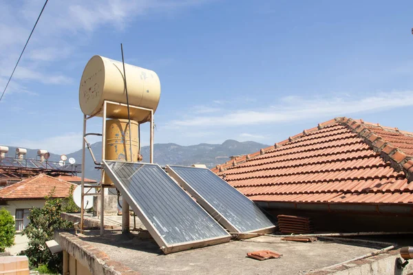 Solar water heater boiler on rooftop