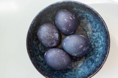Blue easter eggs in a bow