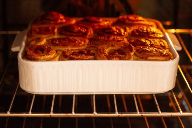 Fresh cinnamon rolls sweet in the oven