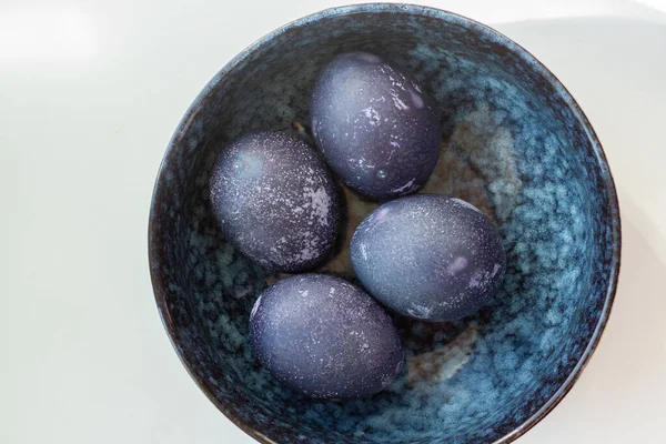 Blue easter eggs in a bow
