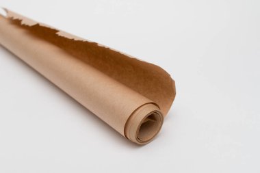 Baking paper roll on a white background.