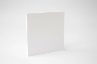 A blank square white empty paper on white background