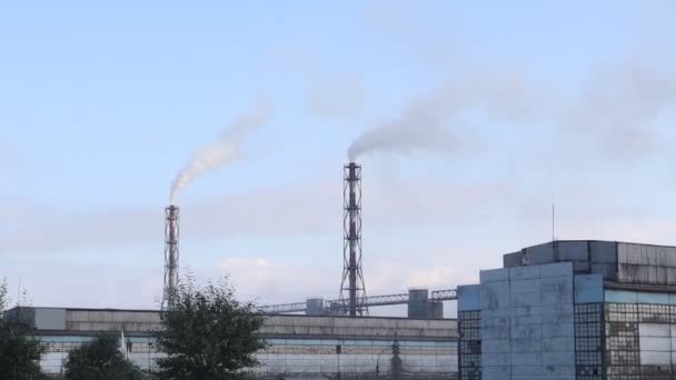 Pollution Air Par Fumage Des Cheminées Usine — Video