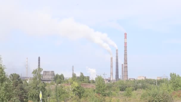 Pollution Air Par Fumage Des Cheminées Usine — Video