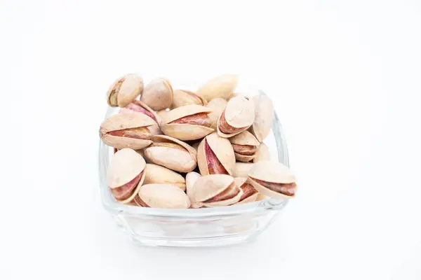 Dried Pistachio Nuts Glass Bowl — Stock Photo, Image