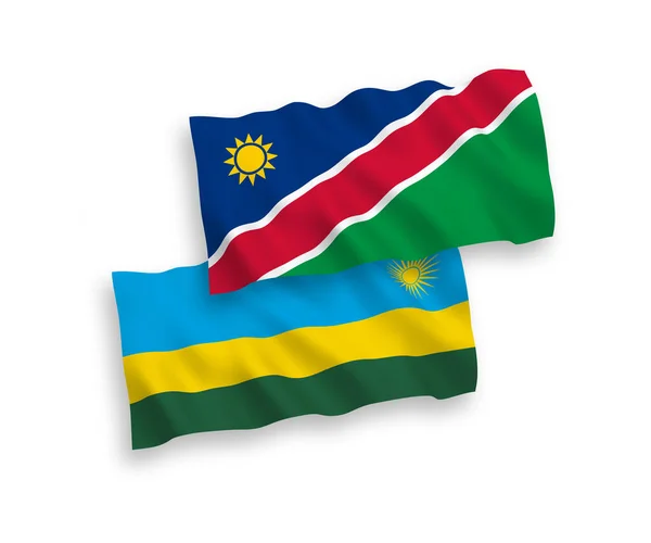 Nationale Vector Weefsel Golf Vlaggen Van Republiek Rwanda Republiek Namibië — Stockvector